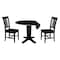 International Concepts 42 in. Solid Wood Dual Drop Leaf Dining Table with 2 Chairs in Black K46-42DPT-23B-C10-2 - alternate 3